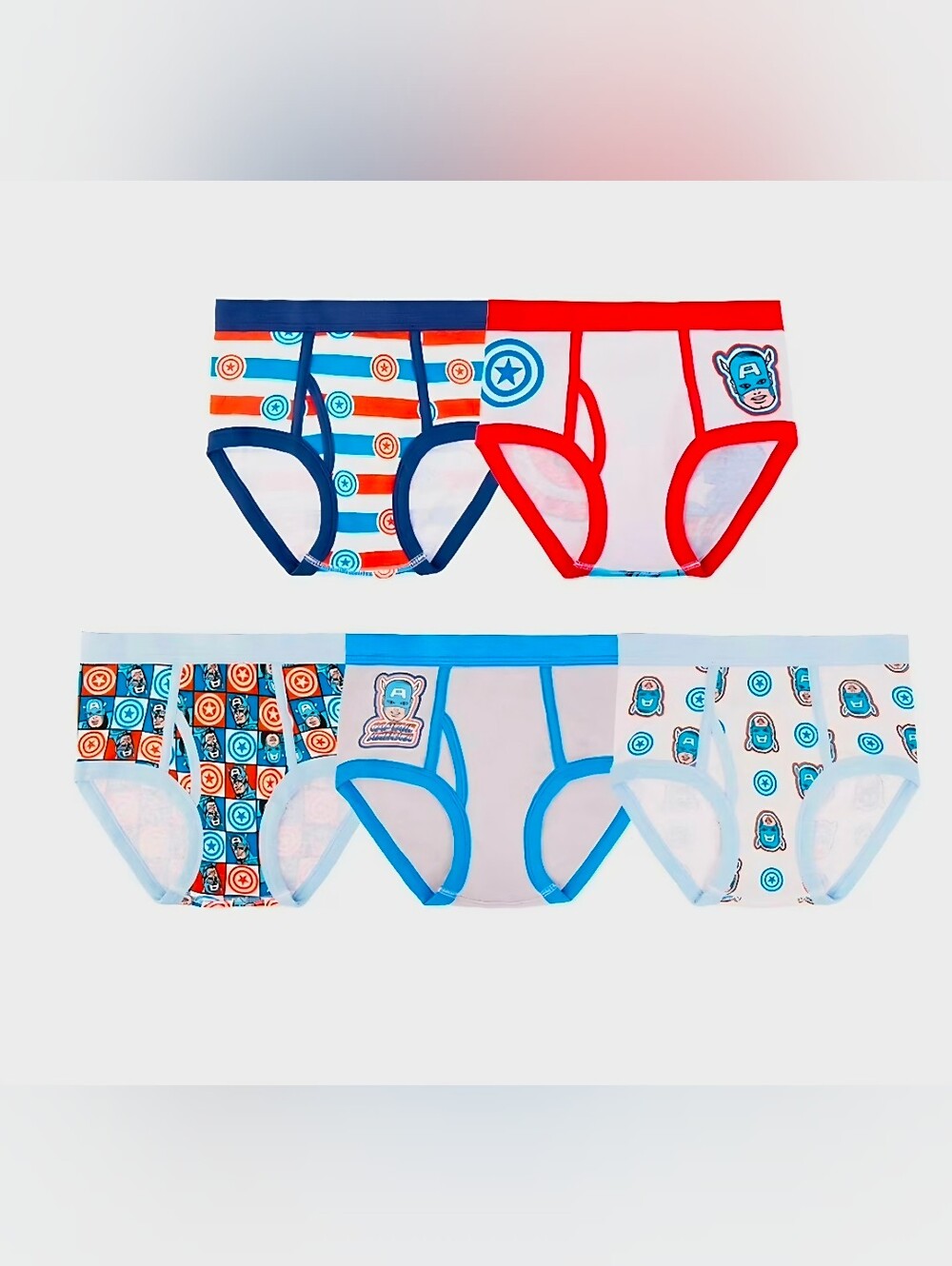 New Captain America Boys Cotton Briefs Character Underwear, 5-Pack, Size 4 Or 8
